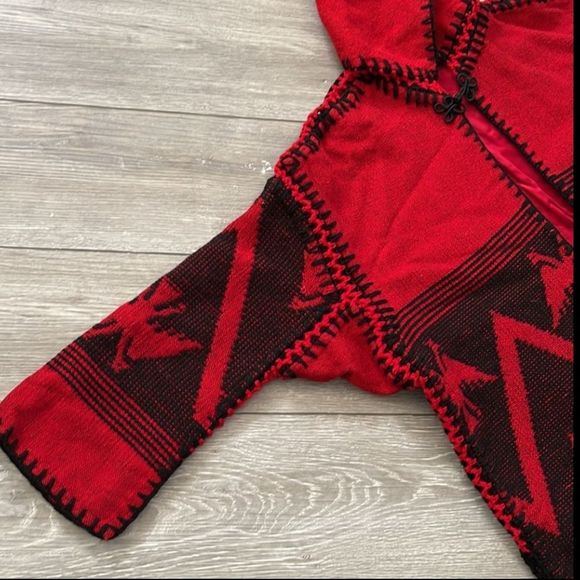 Hooded Tribal Boho Poncho Cardigan - Picture 5 of 17